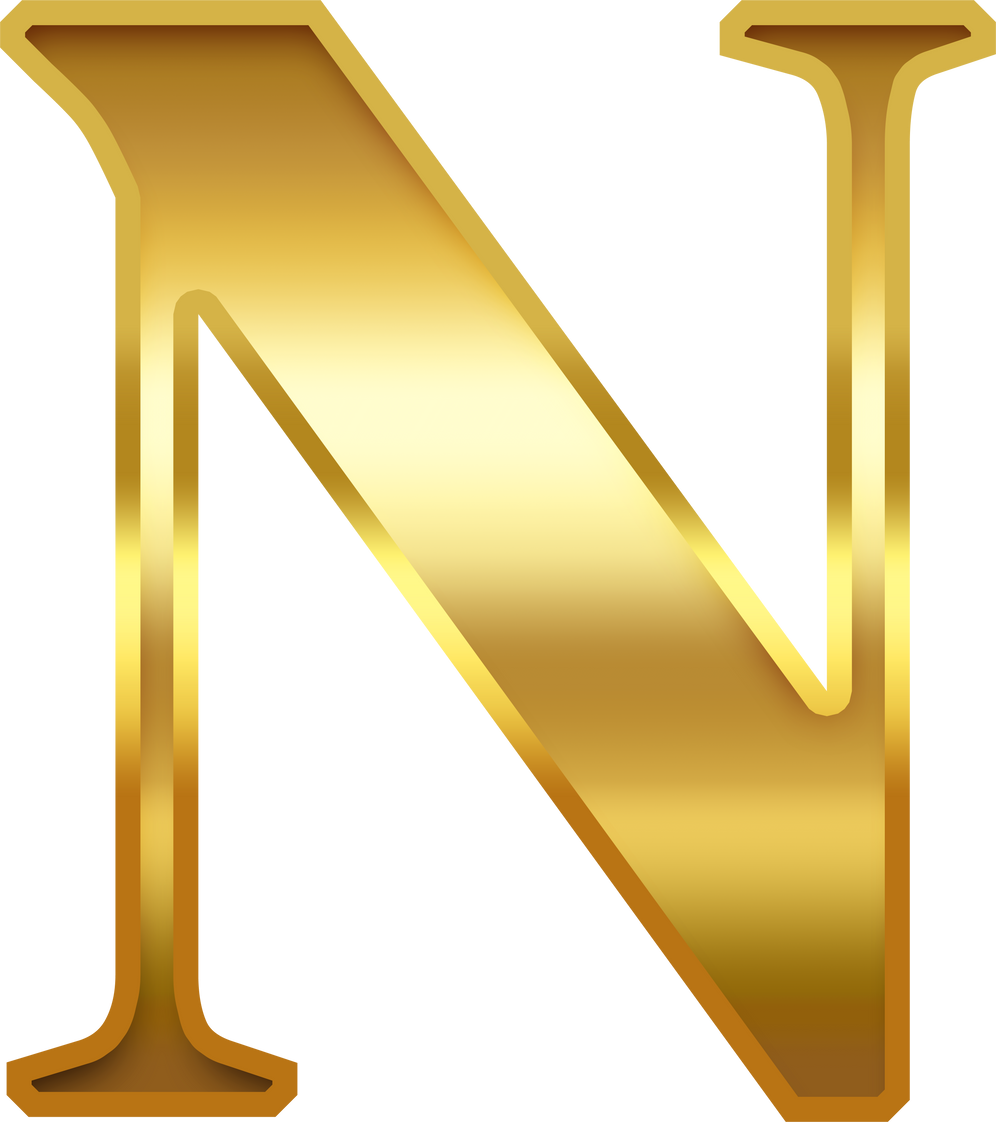 Elegant Gold Uppercase Letter N